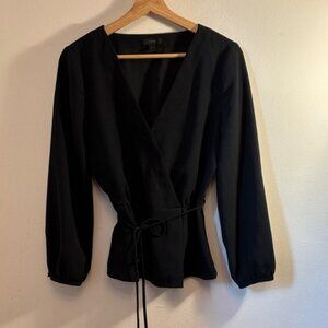 J. Crew Elegant Navy Wrap Blouse